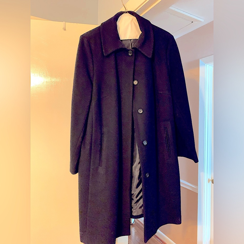 Navy blue wool coat